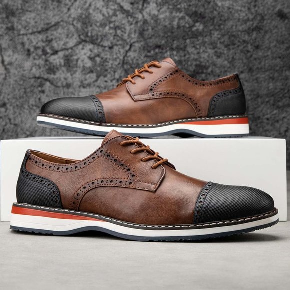 Men\'s Oxfords Casual Brown Dress Leather Lace Up for Men Business Oxford Shoes main image 4